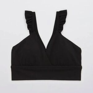 Aerie Offline Real Me Xtra Ruffle Racerback Sports Bra Size Small Black